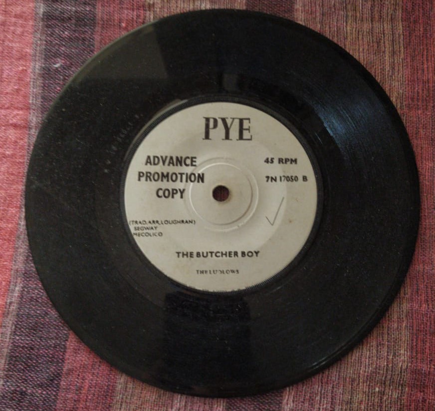 Photograph of a vinyl record of The Butcher Boy by The Ludlows